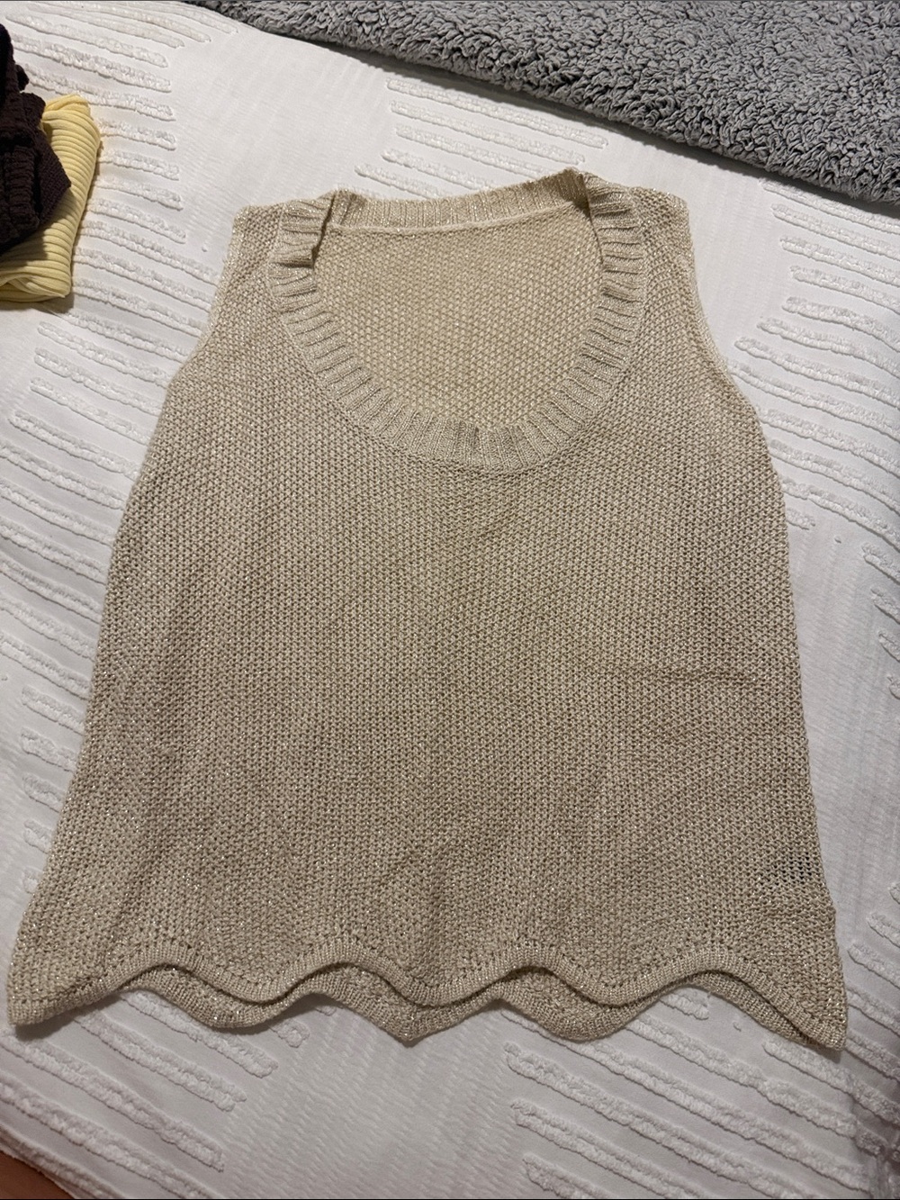 Knit Sleeveless Tank Top in Light Beige